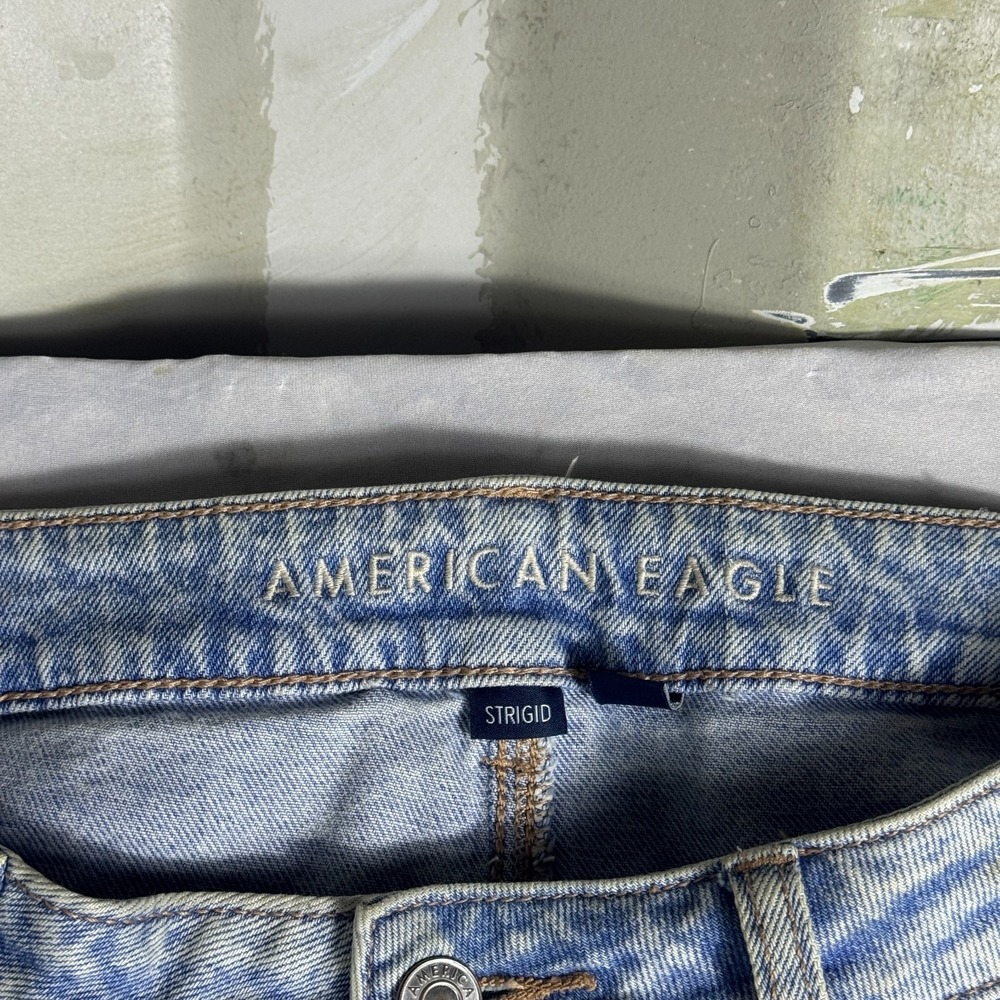American Eagle Strigid Womens Mom Jeans Light Blue Distressed‎ Shredded Knee 14 - Picture 14 of 16